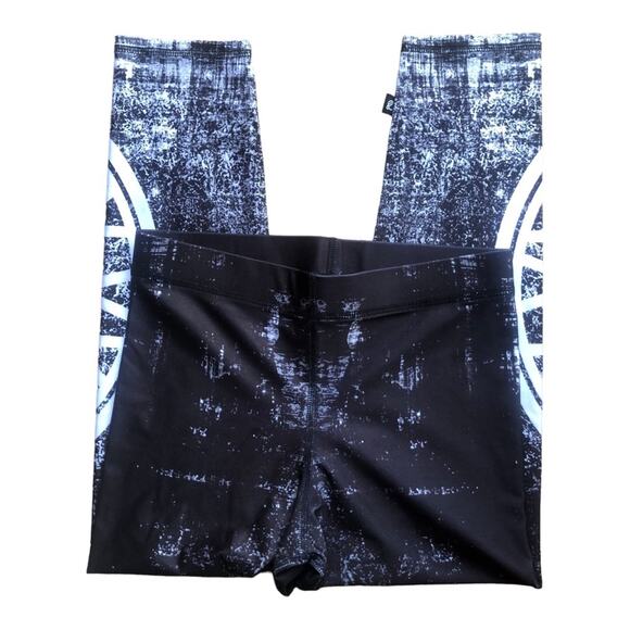 TEREZ SOUL CYCLE Printed Performance Capri Legging Black White Wheel SM - Picture 7 of 14